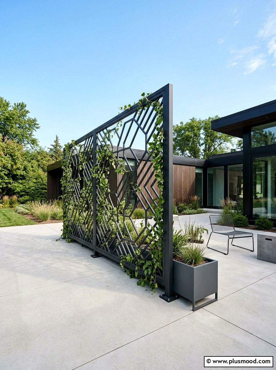 Modern Metal Trellis - 25 small backyard ideas with trellis