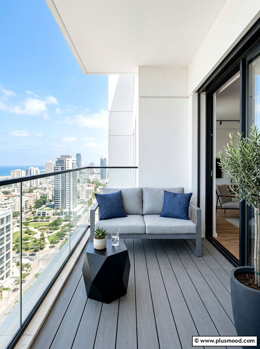 Modern Minimalist Balcony Seating Area - 25 summer balcony lounge ideas