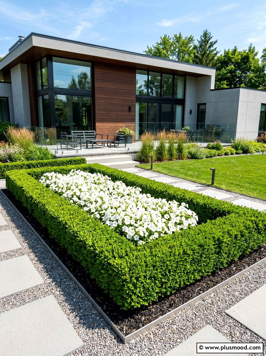 Modern Minimalist Boxwood Border - 25 summer garden border ideas