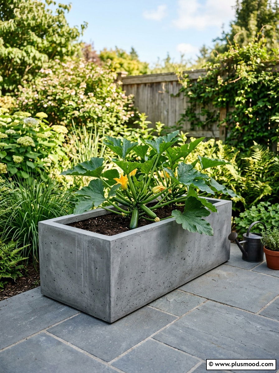Modern Minimalist Concrete Vegetable Planter - 25 outdoor garden decor ideas with vegetable display