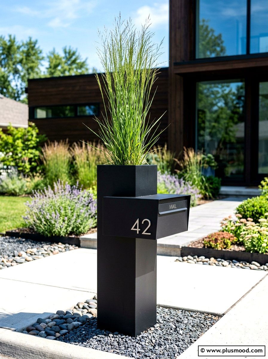 Modern Minimalist Mailbox Planter - 25 summer mailbox planter ideas