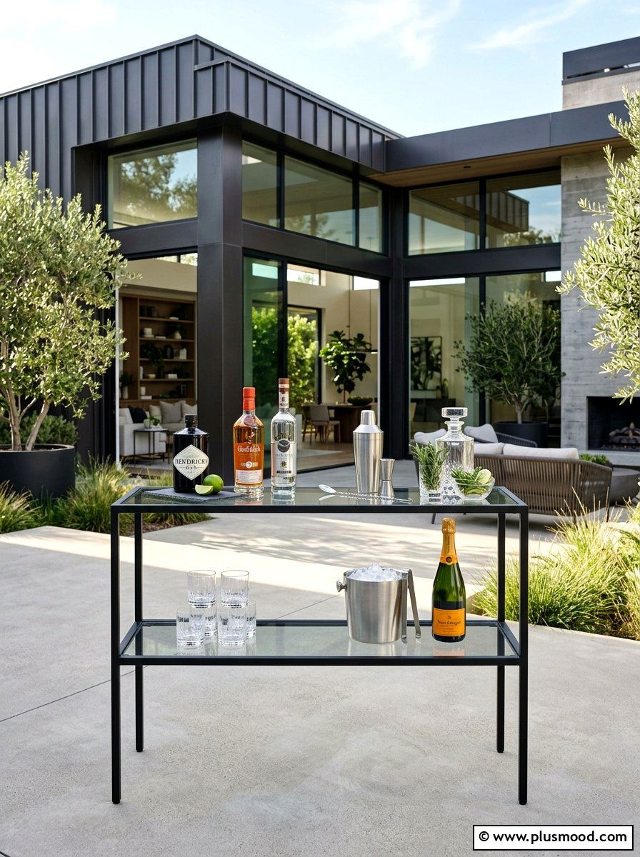 Modern Minimalist Outdoor Bar - 25 summer patio bar cart ideas