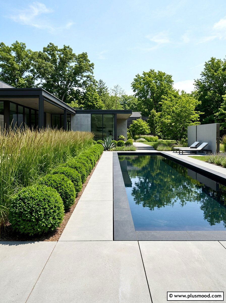 Modern Minimalist Planting - 25 pool landscaping ideas with plants