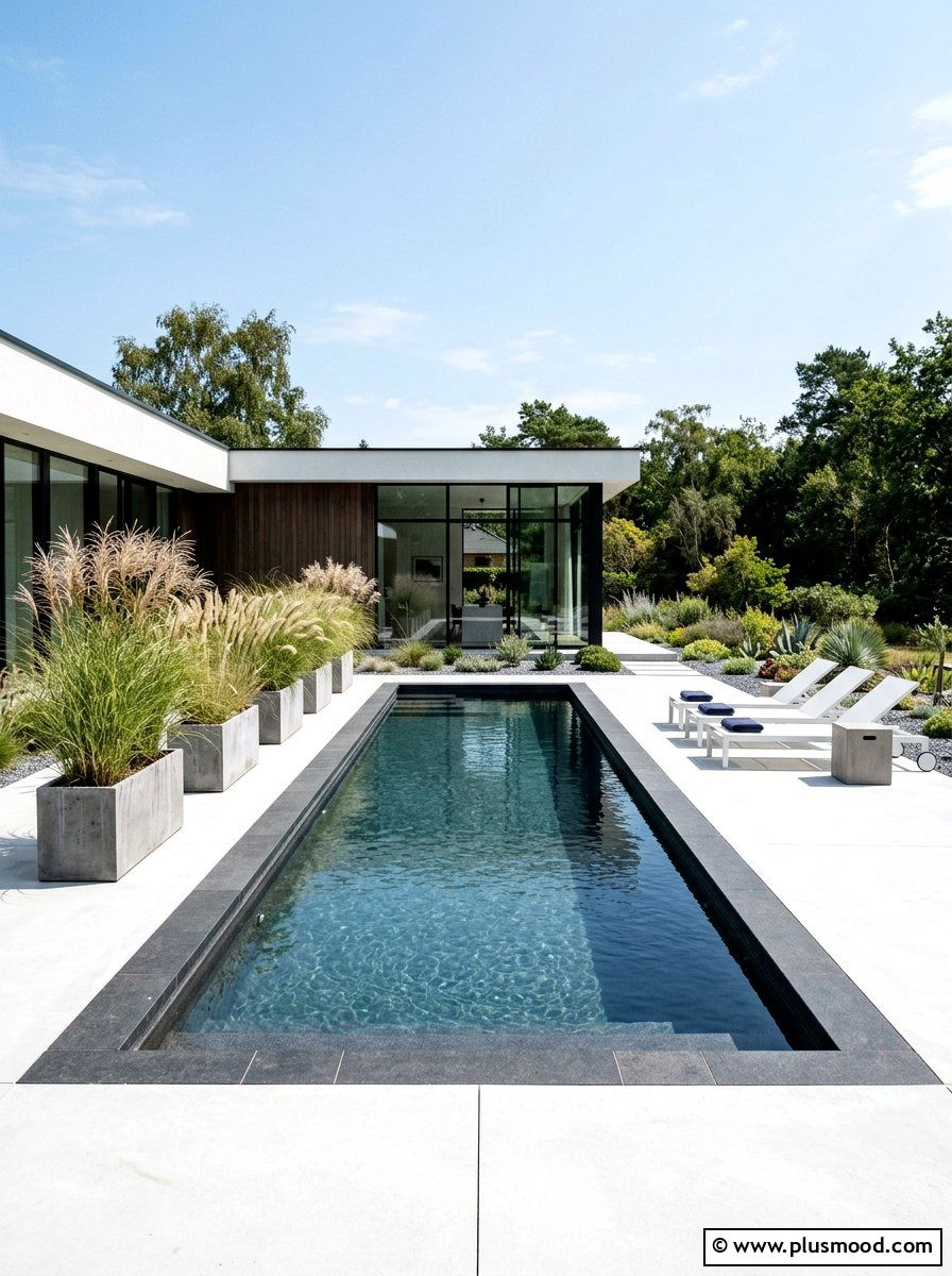 Modern Minimalist Pool Garden - 25 Pool Landscaping Ideas
