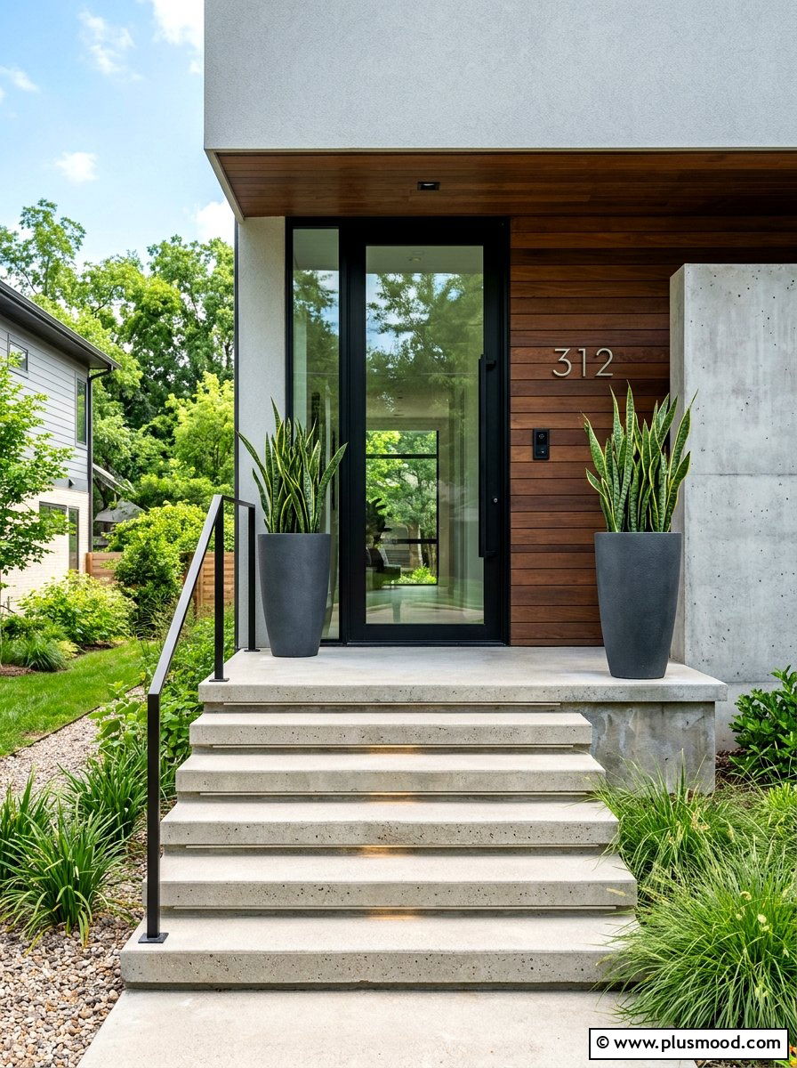 Modern Minimalist Stair - 25 summer front steps ideas for summer