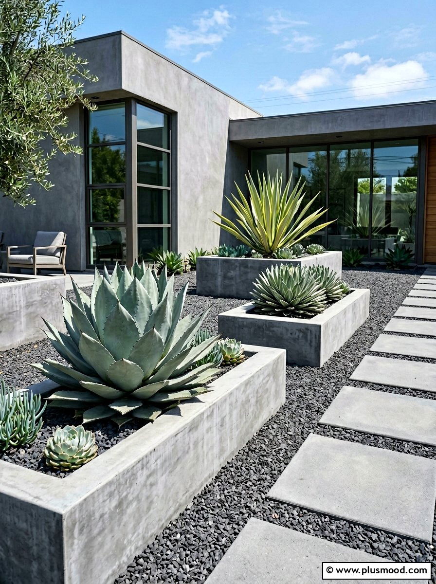 Modern Minimalist Succulent Garden - 25 small backyard ideas with succulent garden