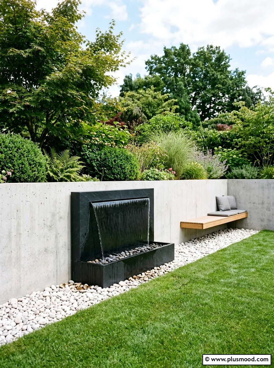 Modern Minimalist Wall Fountain - 25 small backyard ideas with wall fountain
