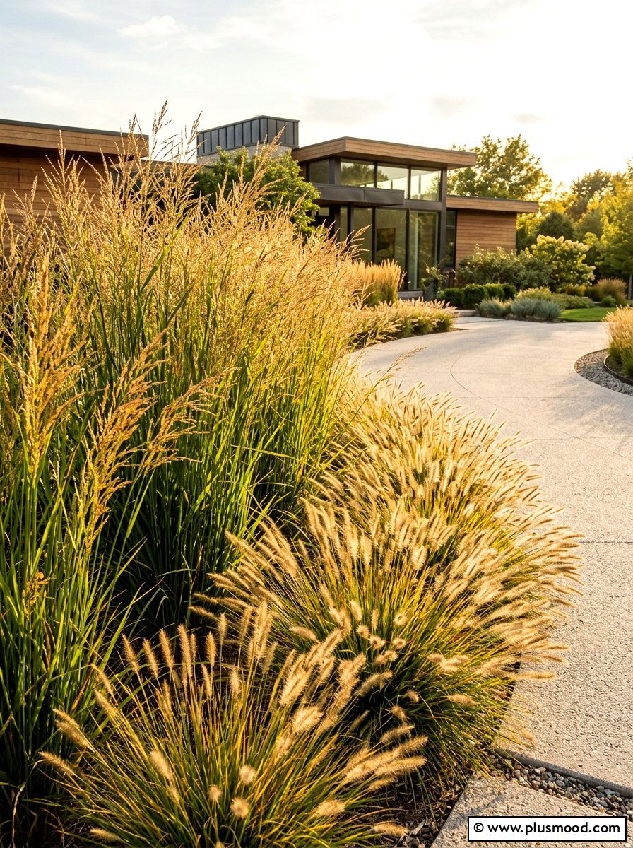 Modern Ornamental Grass Border - 25 summer garden border ideas