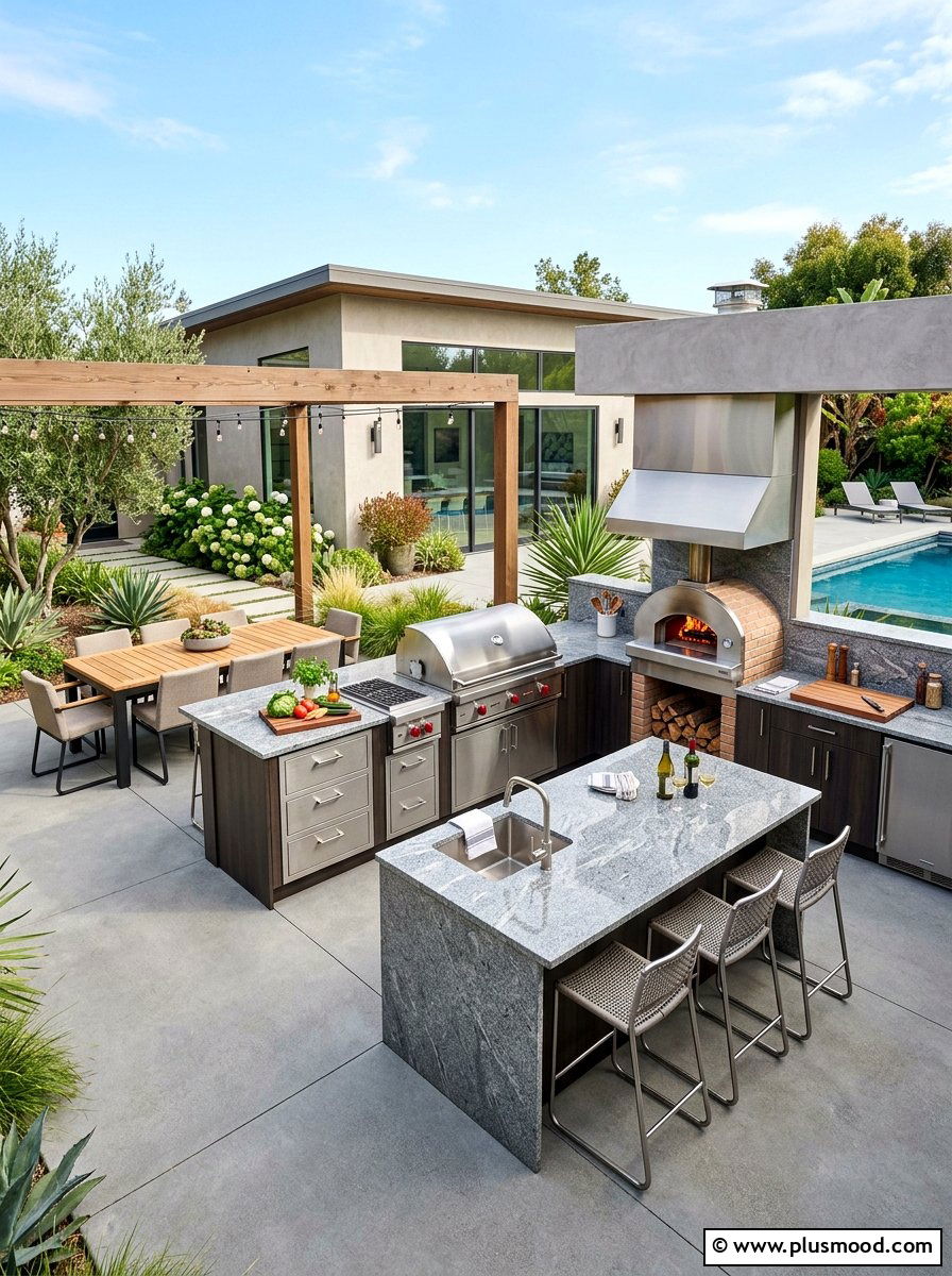 Modern Outdoor Kitchen Installation - 25 summer backyard patio ideas