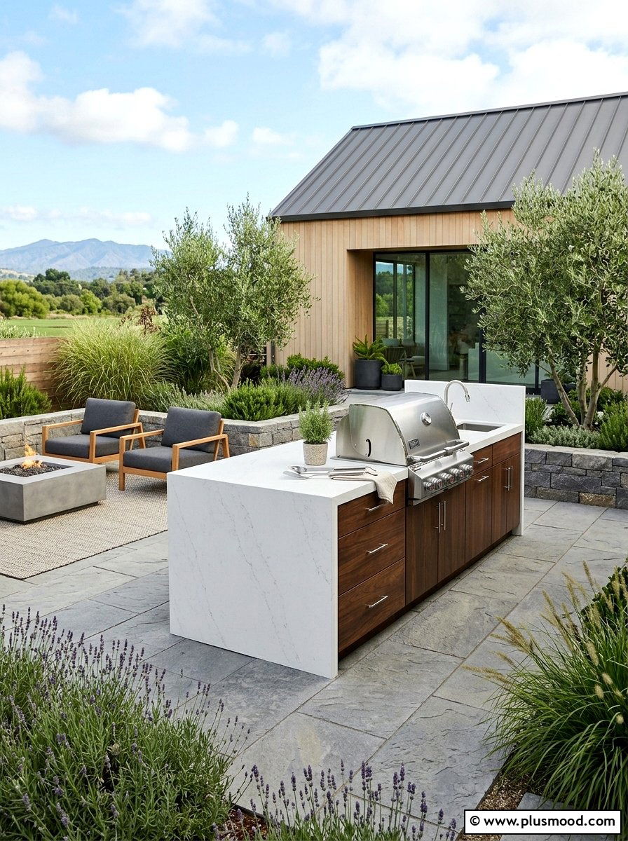 Modern Outdoor Kitchen Island - 25 small backyard ideas with outdoor kitchen