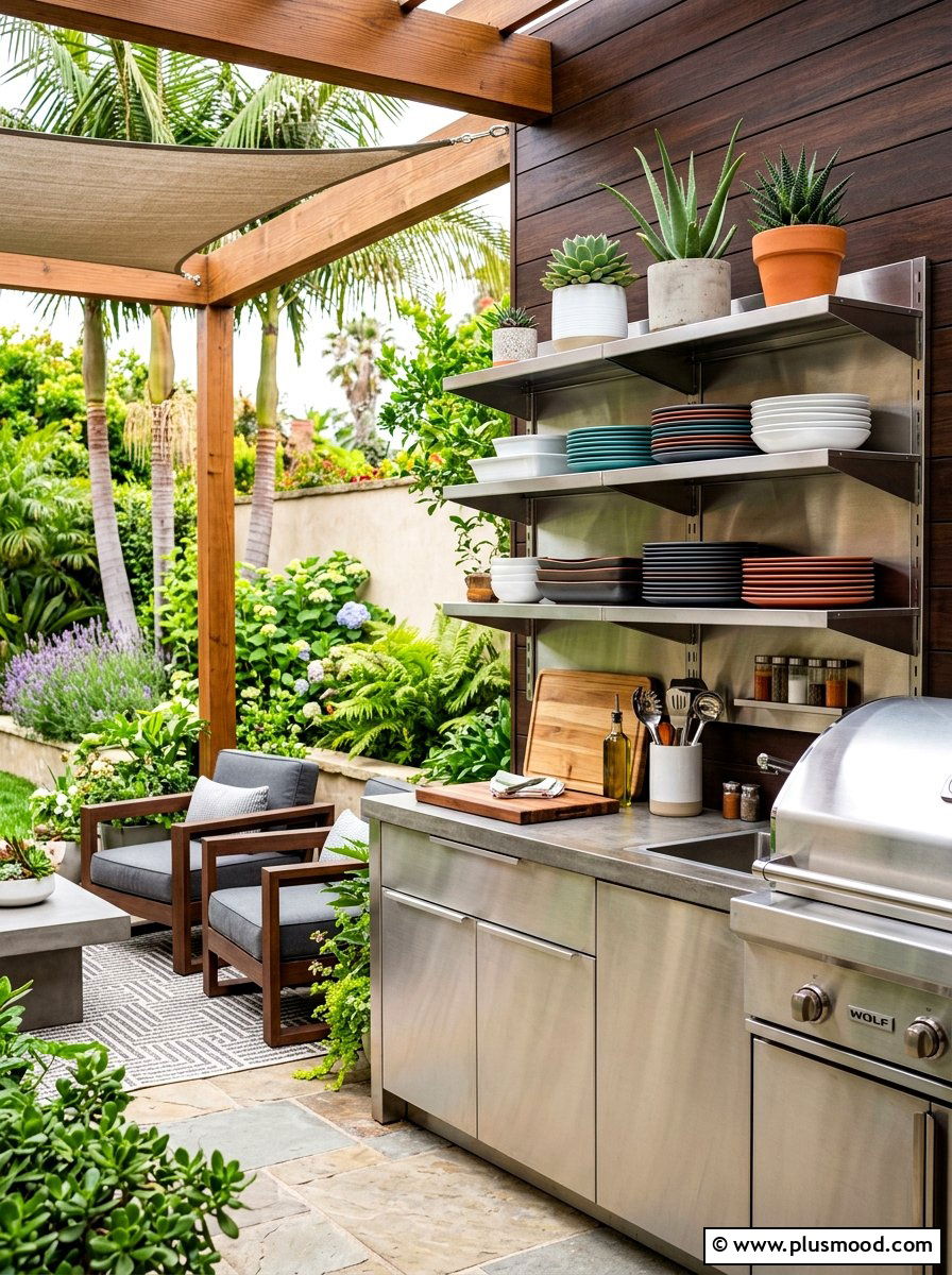Modern Outdoor Kitchen Shelving Display - 25 summer open shelf summer kitchen ideas