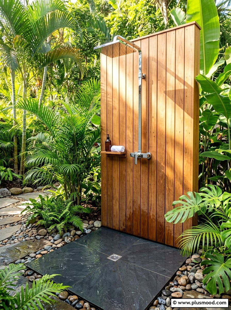Modern Outdoor Shower - 25 summer luxury backyard oasis ideas