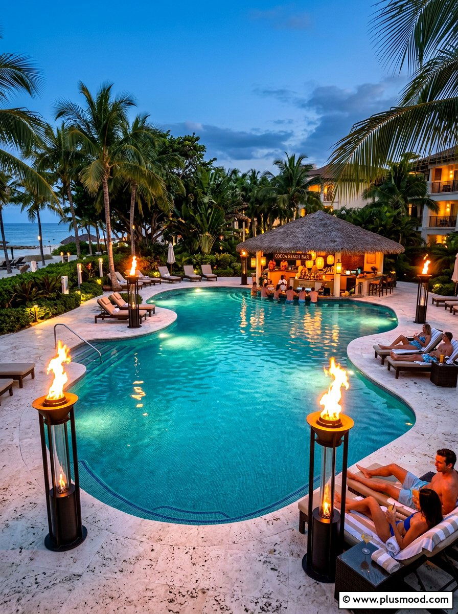 Modern Outdoor Torch - 25 summer pool lighting ideas