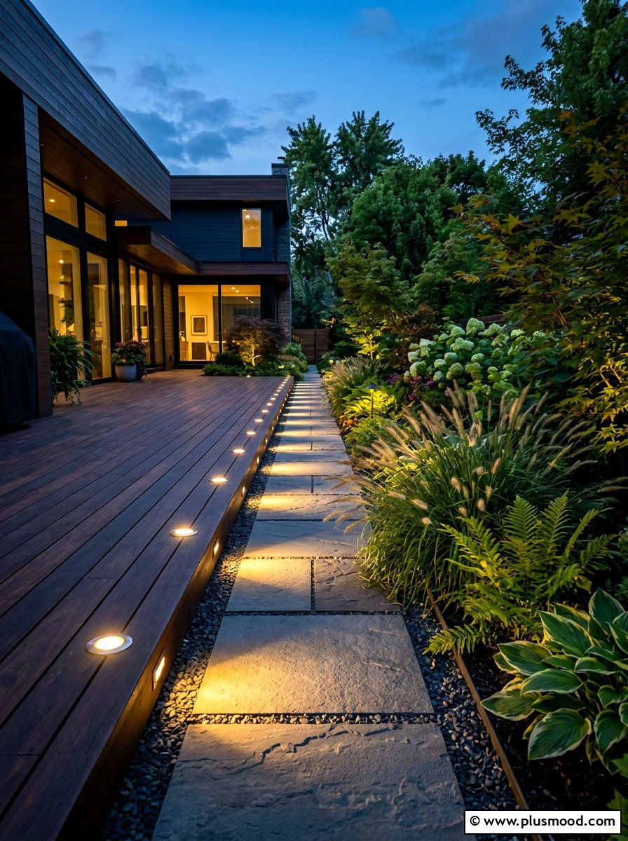 Modern Path Lighting - 25 summer narrow patio ideas