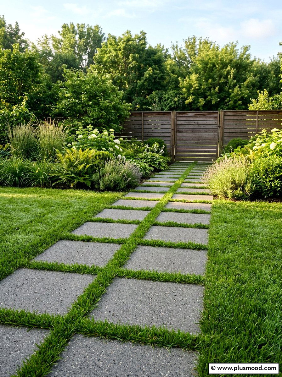 Modern Paver Path Grass - 25 small backyard ideas with grass