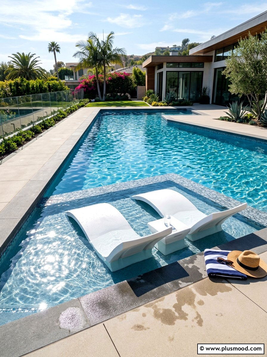 Modern Pool Baja Shelf - 25 pool landscaping ideas for contemporary homes
