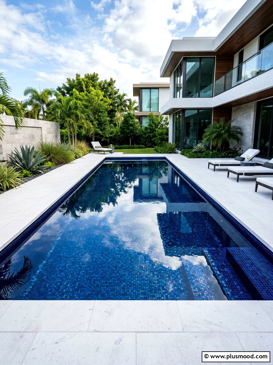 Modern Pool Glass Tile - 25 pool landscaping ideas for contemporary homes