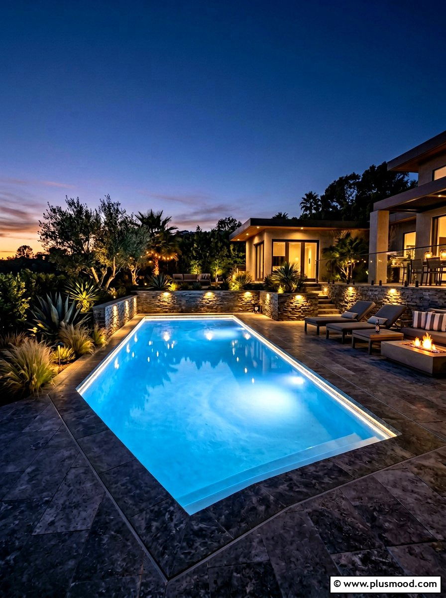 Modern Pool Lighting - 25 pool landscaping ideas modern style