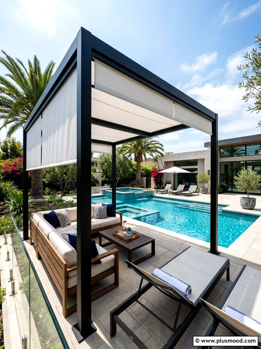 Modern Pool Pergola - 25 pool landscaping ideas for courtyard pools