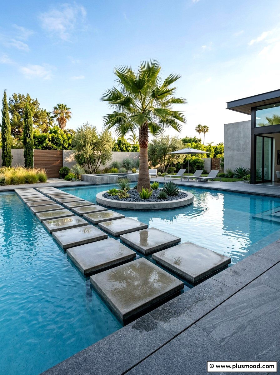 Modern Pool Stepping Stones - 25 pool landscaping ideas for contemporary homes