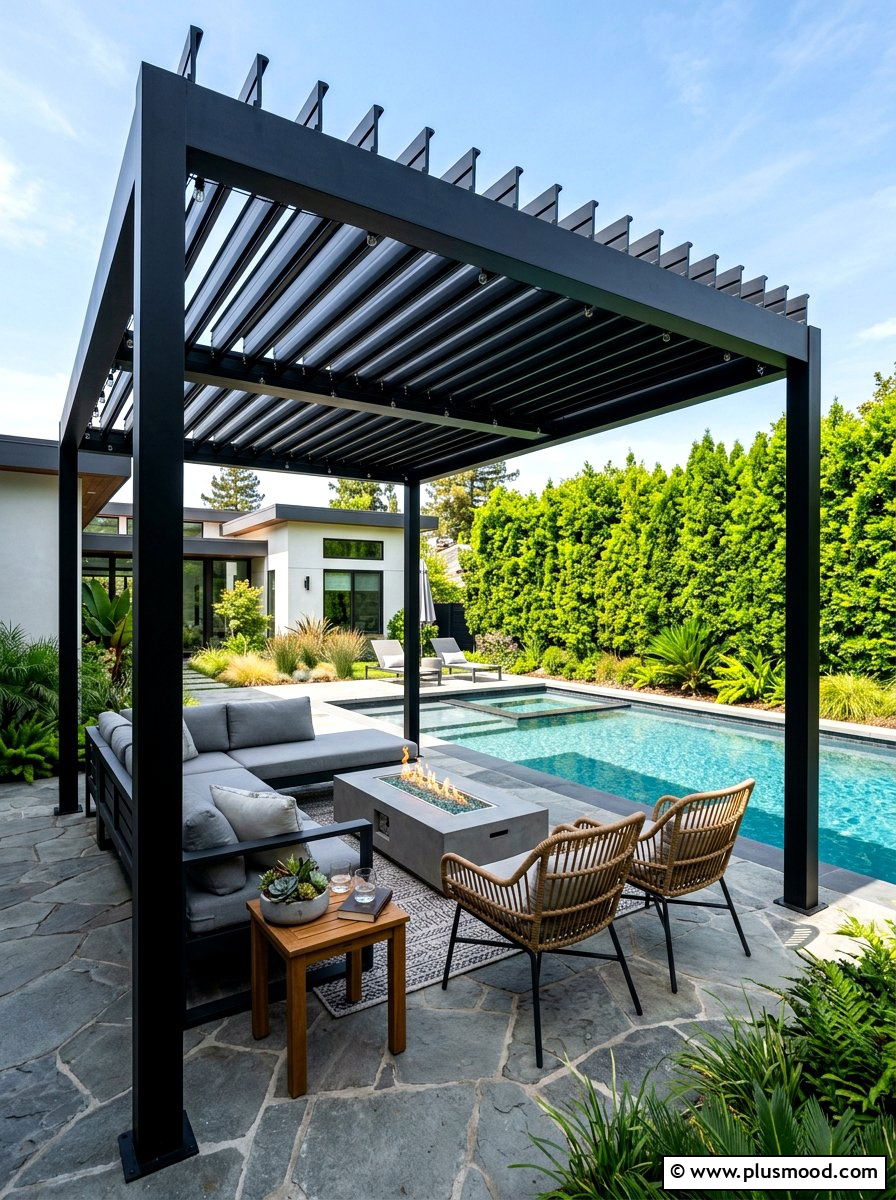 Modern Poolside Pergola - 25 late summer pool decor ideas