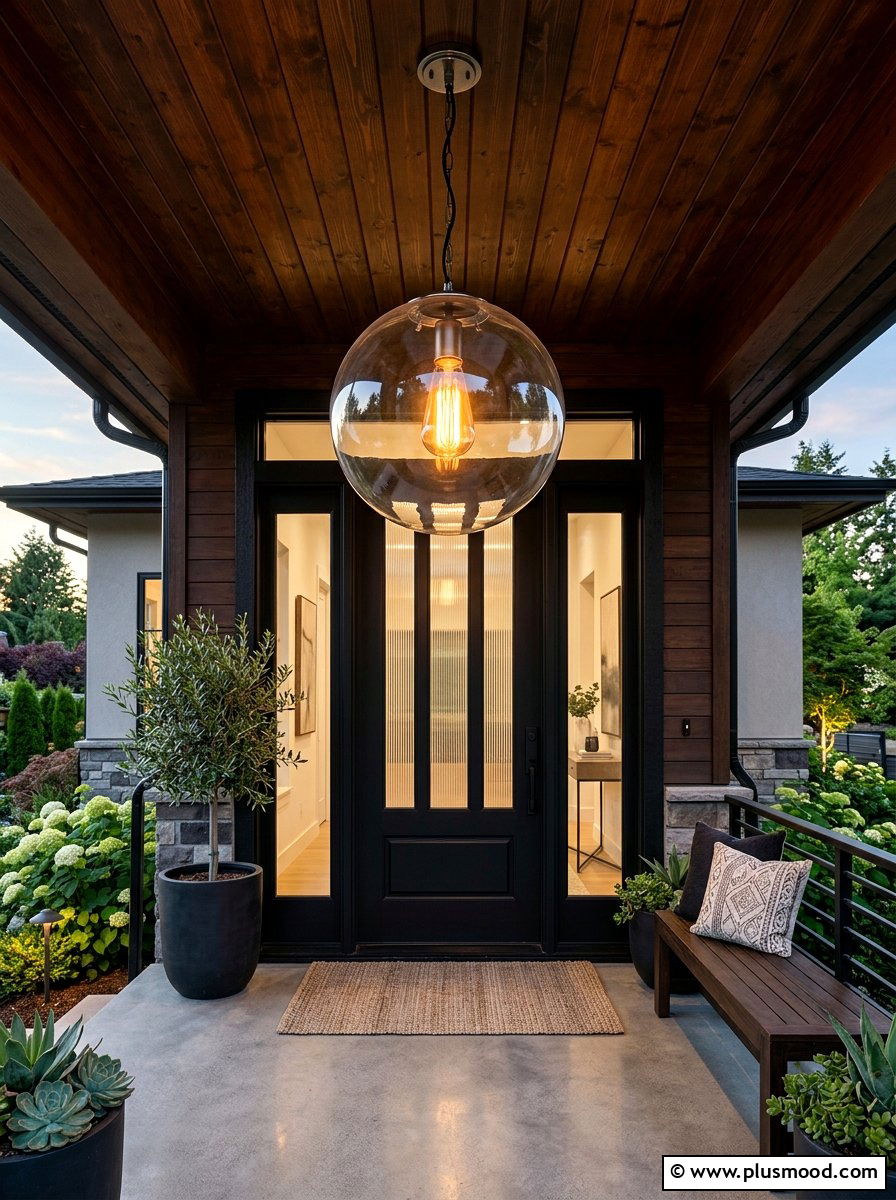Modern Porch Pendant - 25 summer townhouse curb appeal ideas