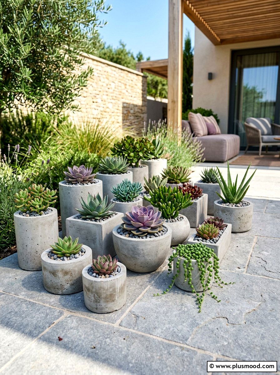 Modern Potted Succulent Garden - 25 late summer garden ideas