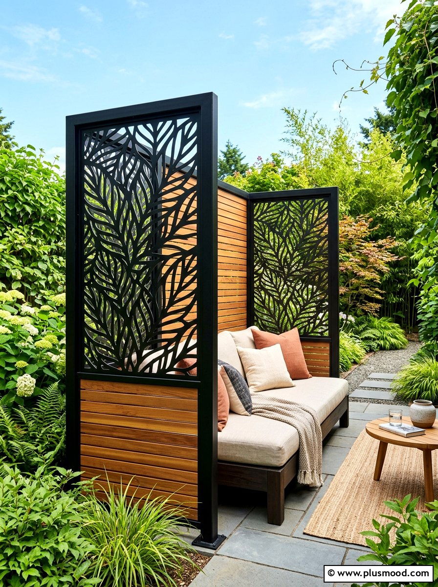Modern Privacy Screen - 25 summer luxury backyard oasis ideas