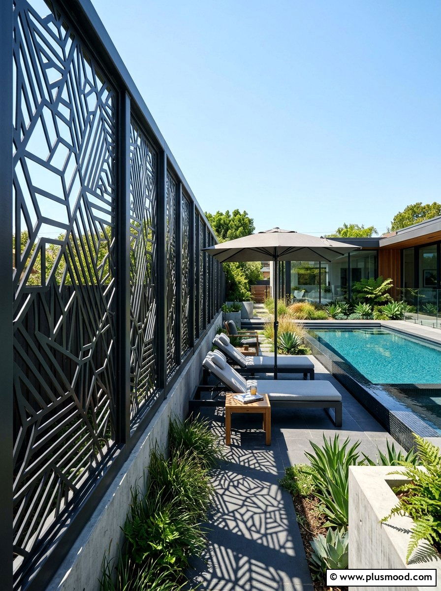 Modern Privacy Screen Pool - 25 pool landscaping ideas low maintenance
