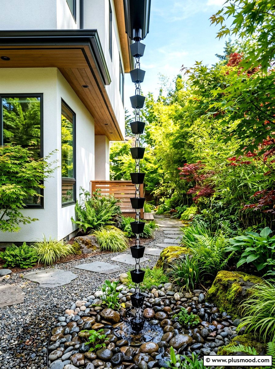 Modern Rain Chain - 25 summer modern curb appeal ideas