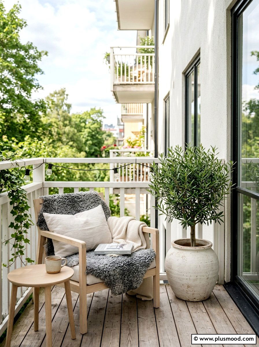 Modern Scandi Balcony Reading Space - 25 summer balcony reading corner ideas