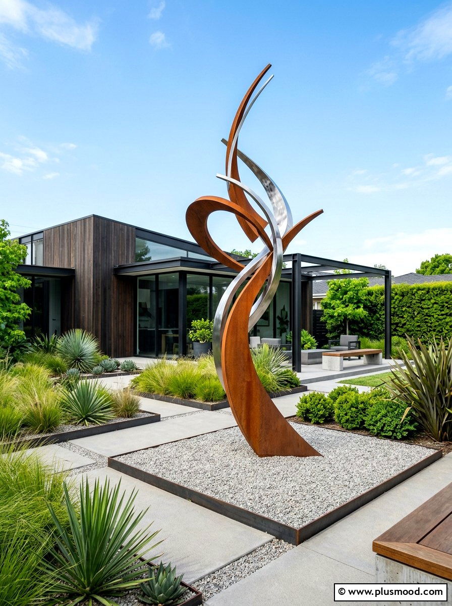 Modern Sculpture Garden - 25 summer backyard modern ideas