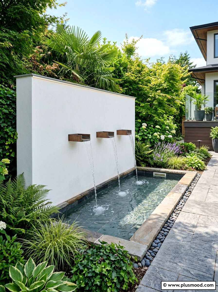 Modern Scupper Wall Fountain - 25 small backyard ideas with wall fountain