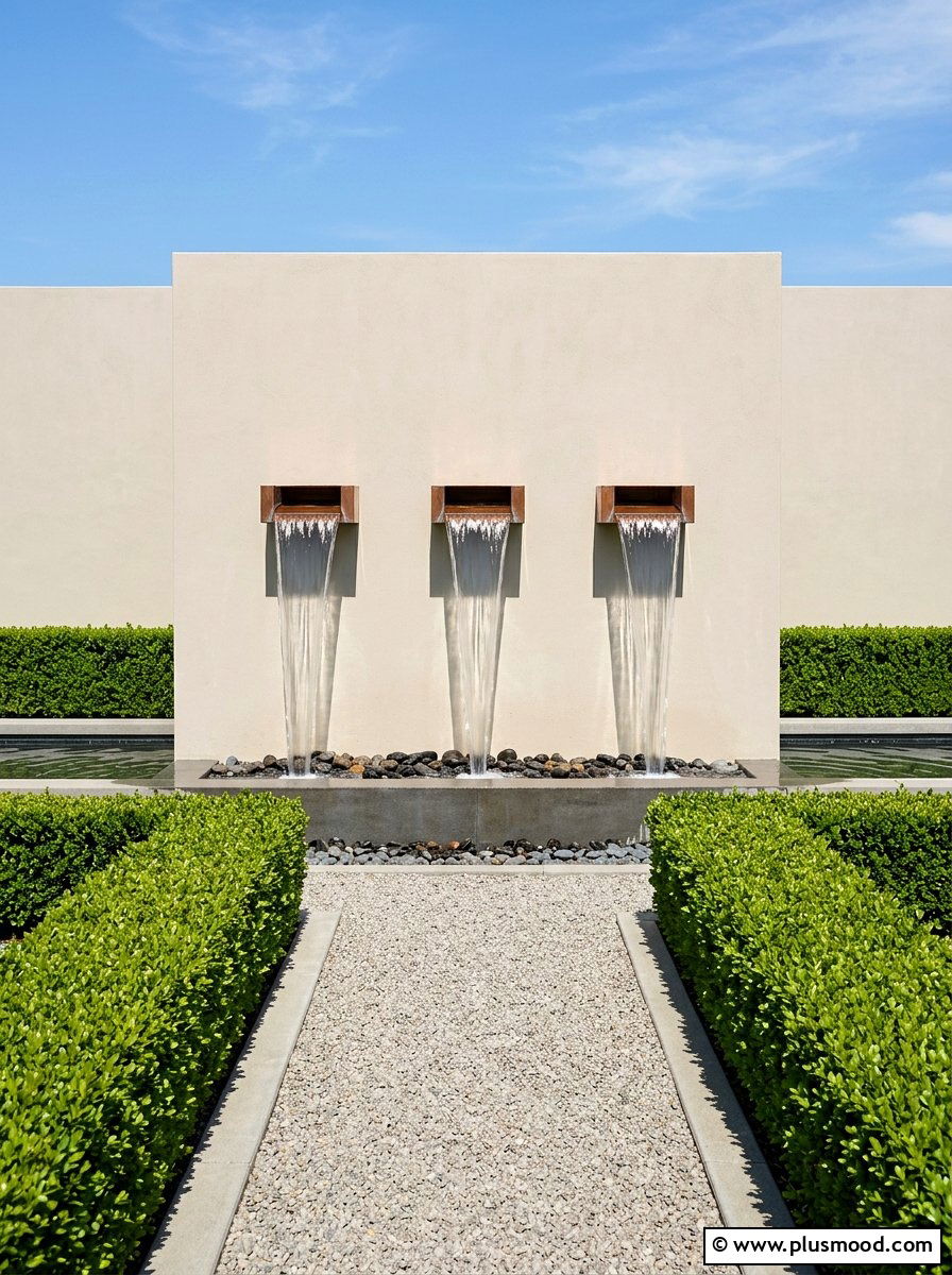Modern Scupper Waterfall - 25 pool landscaping ideas with waterfalls