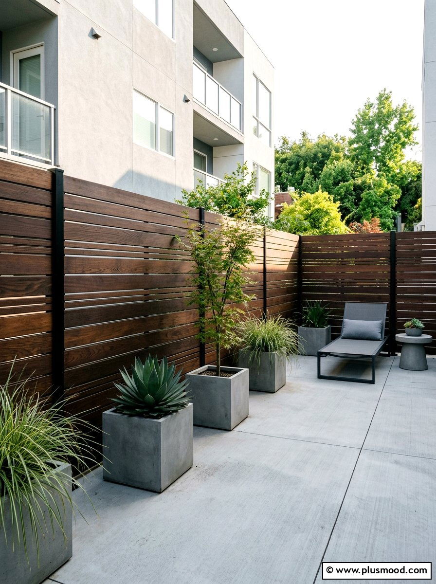 Modern Slat Fence - 25 small backyard ideas for apartments with fence