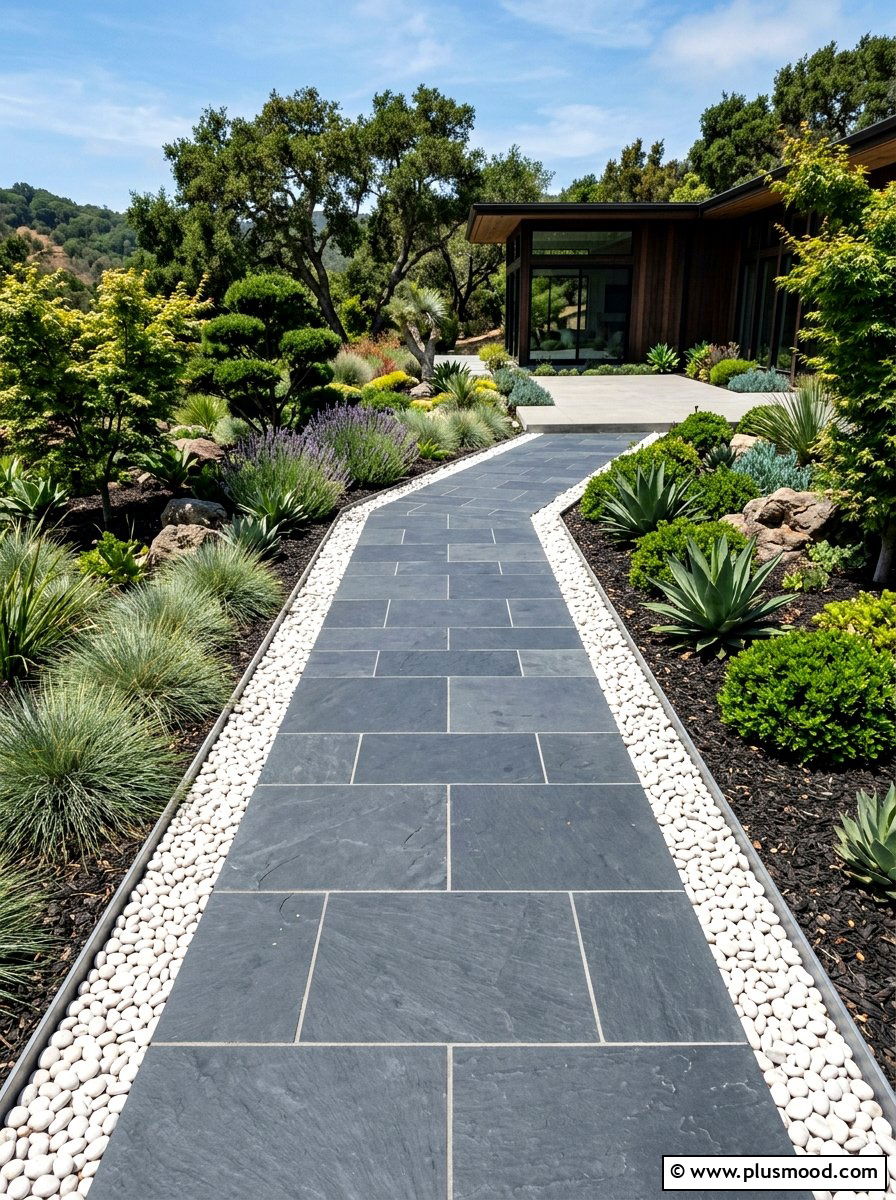 Modern Slate Tile Walkway - 25 summer garden pathway ideas