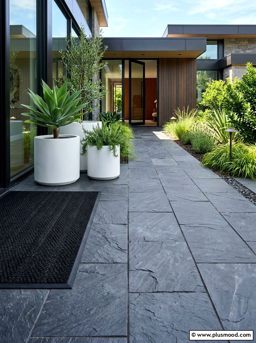 Modern Slate Tiling - 25 small backyard ideas with yoga space