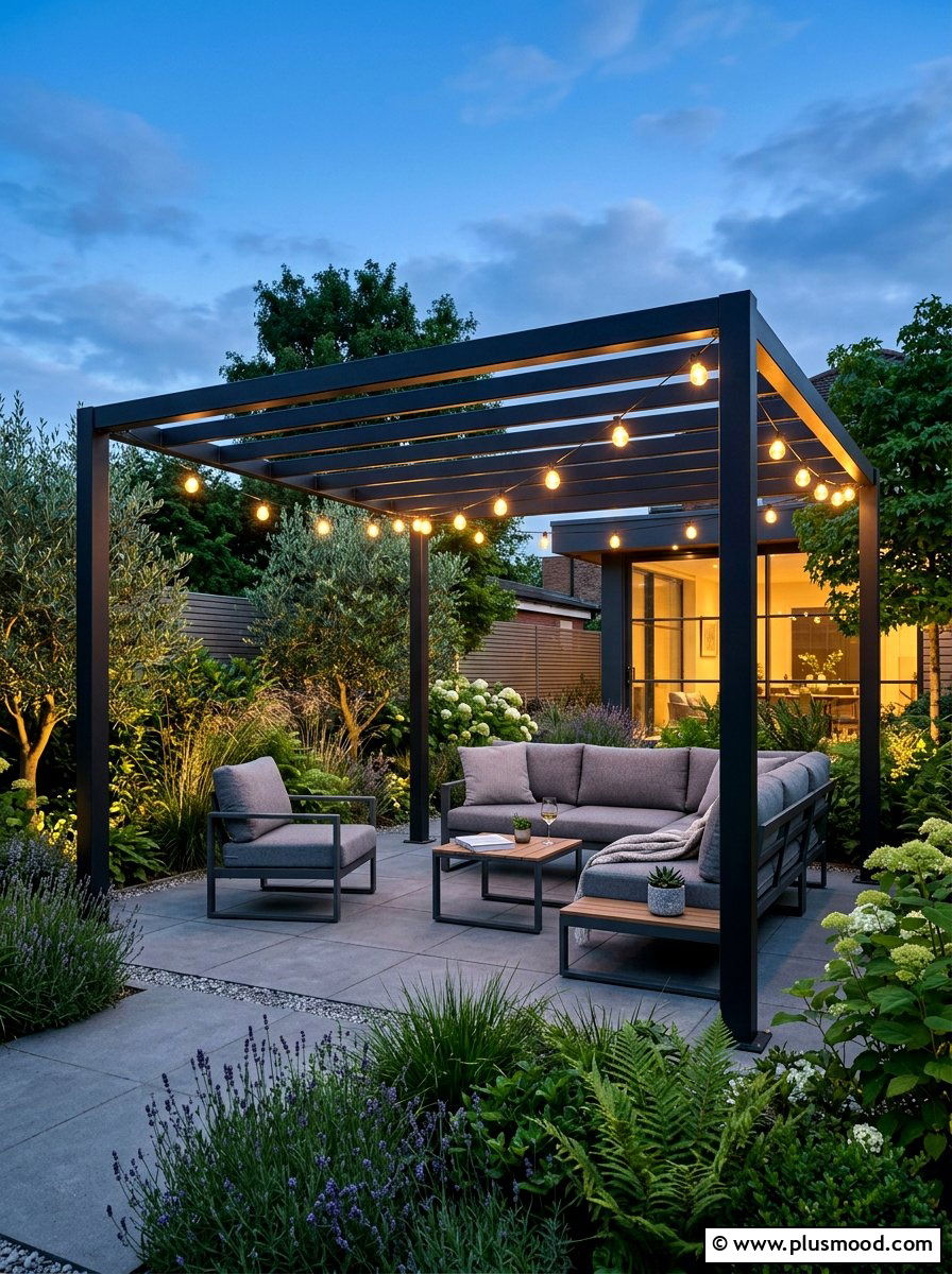 Modern Small Backyard Pergola String Lights - 25 small backyard ideas with pergola lights