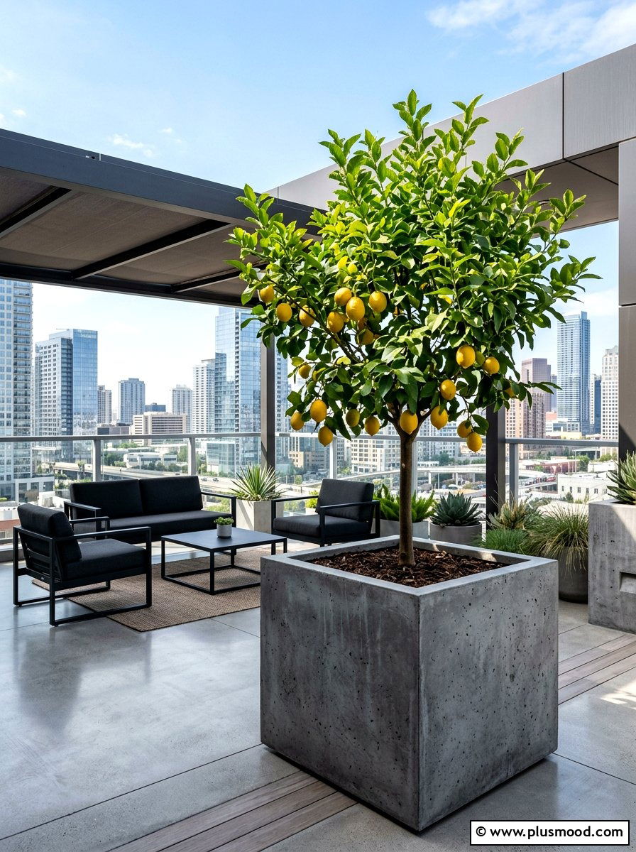 Modern Square Concrete Planter - 25 summer lemon tree planter ideas