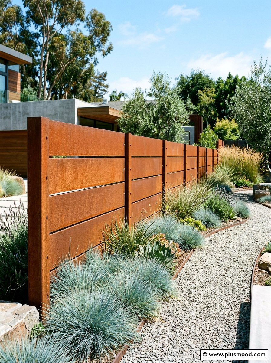 Modern Steel Fence - 25 pool landscaping ideas with fence