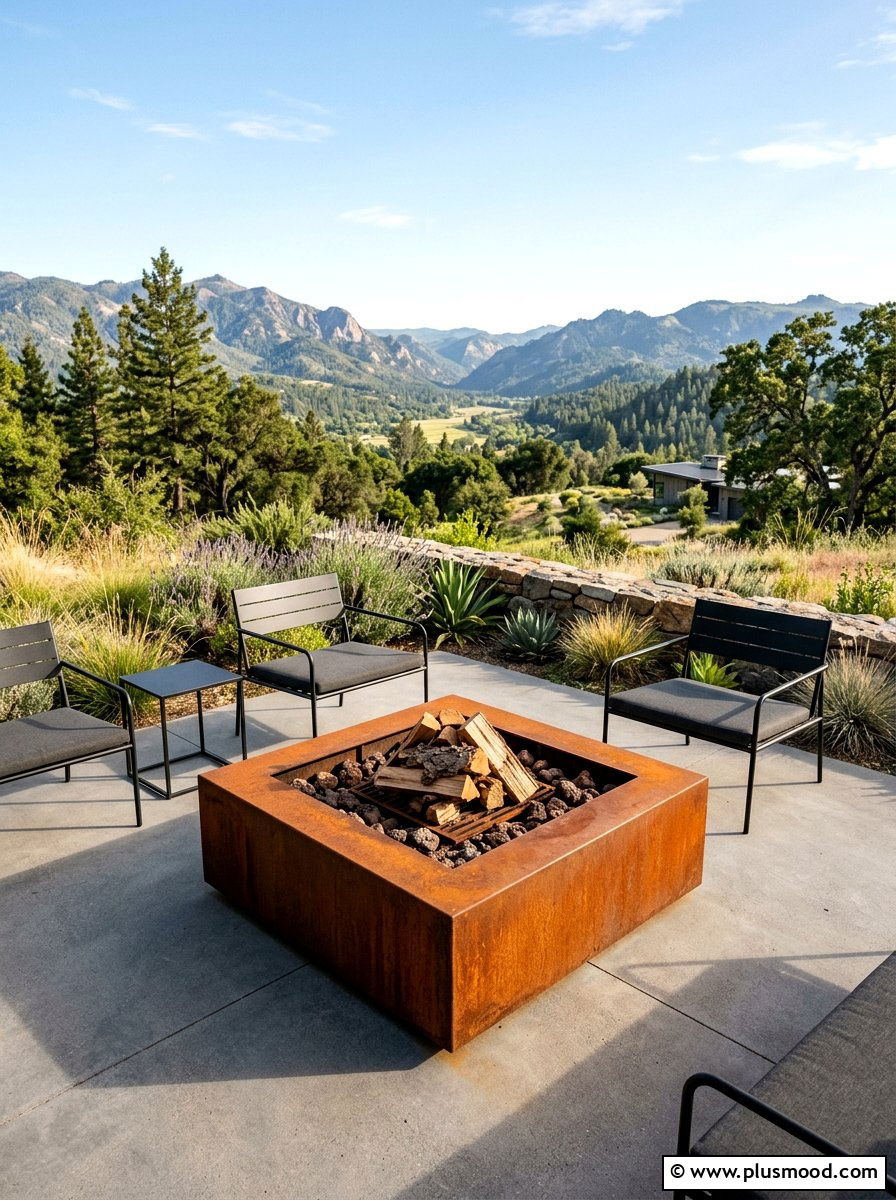 Modern Steel Fire Pit - 25 small backyard ideas with fire pit