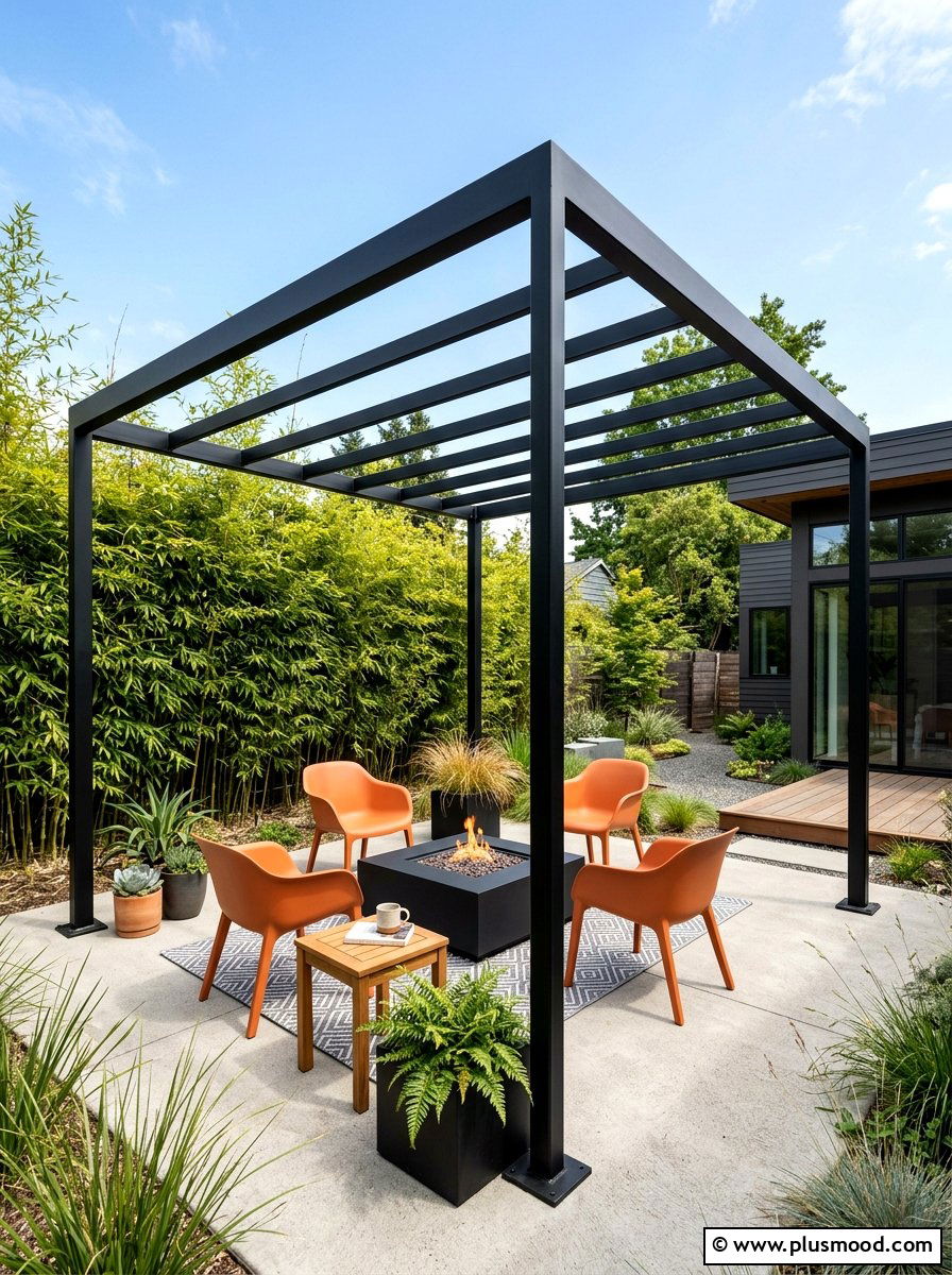 Modern Steel Pergola - 25 small backyard ideas with pergola