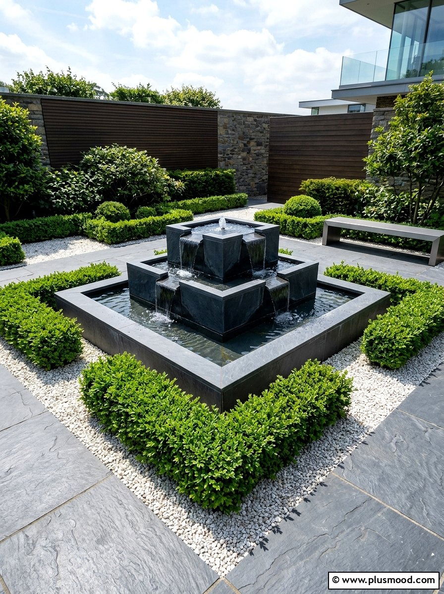 Modern Tiered Fountain - 25 outdoor garden decor ideas with water features