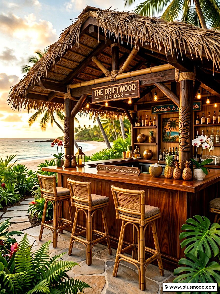 Modern Tiki Bar - 25 summer tropical patio ideas