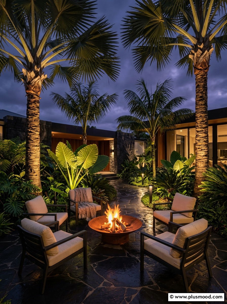 Modern Tropical Courtyard Lighting - 25 outdoor garden decor ideas with tropical plants
