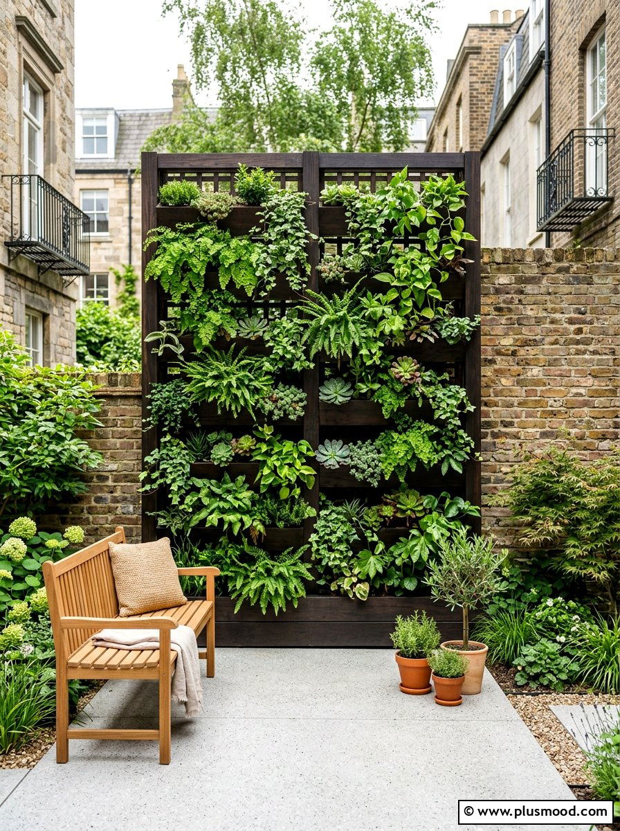 Modern Vertical Garden - 25 small backyard ideas for no grass yards