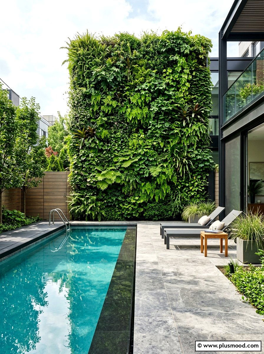 Modern Vertical Pool Garden - 25 pool landscaping ideas for contemporary homes