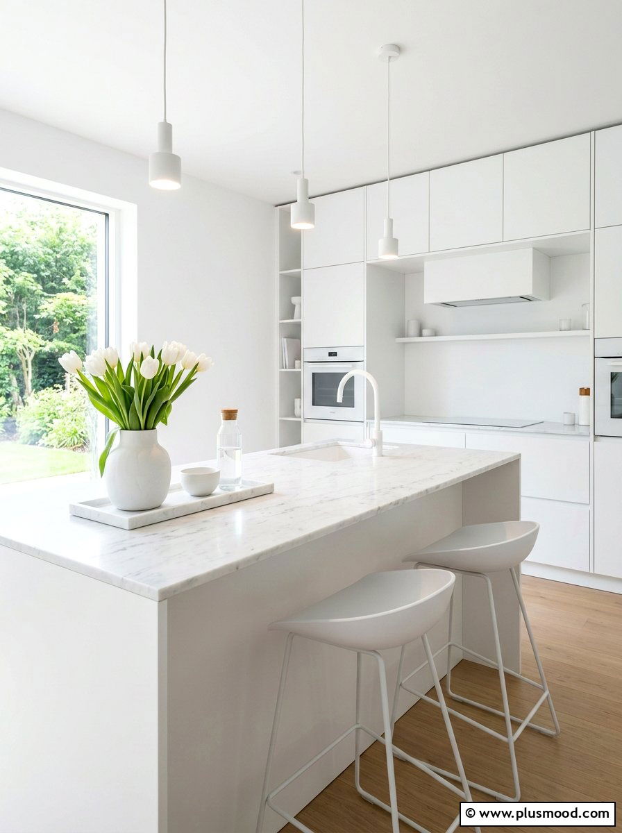 Modern White Kitchen Island - 25 summer kitchen island decor ideas
