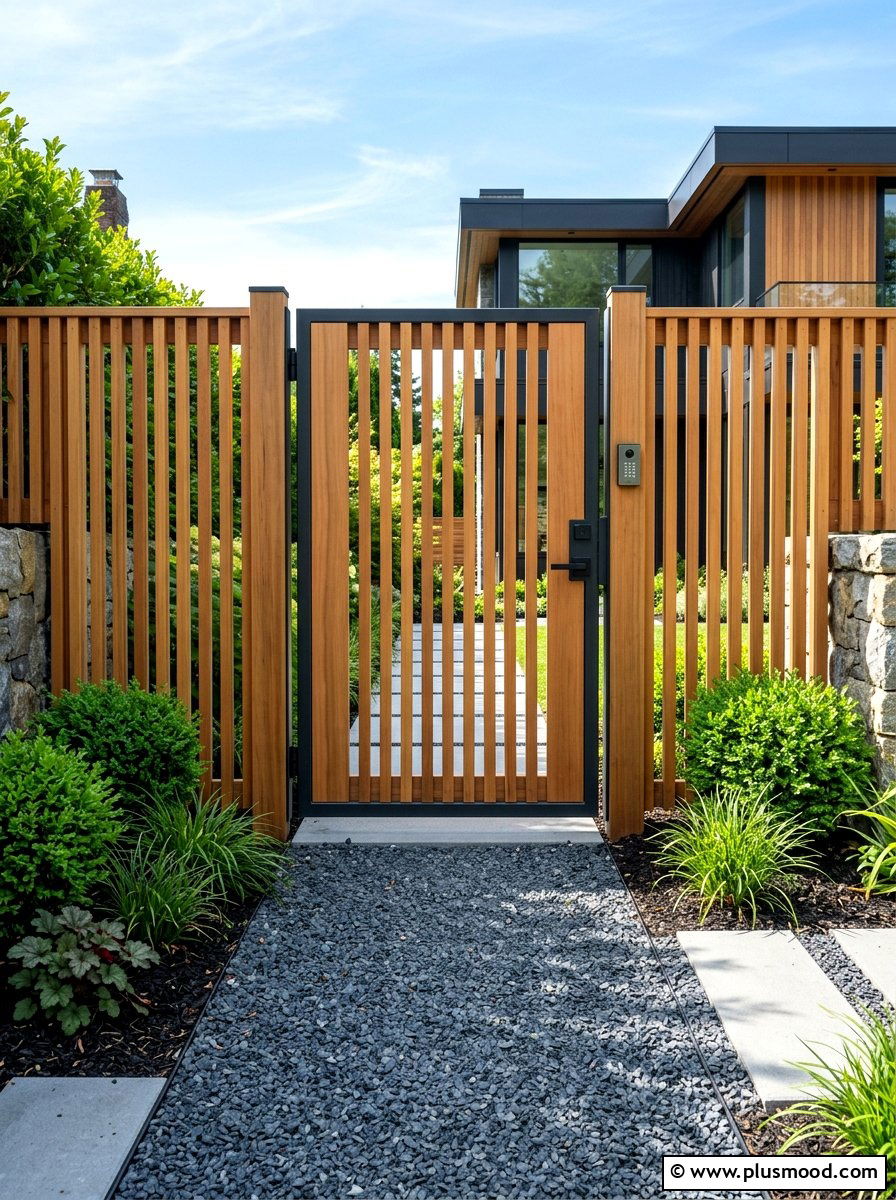 Modern Wood Gate Entry - 25 small backyard ideas with gate entry