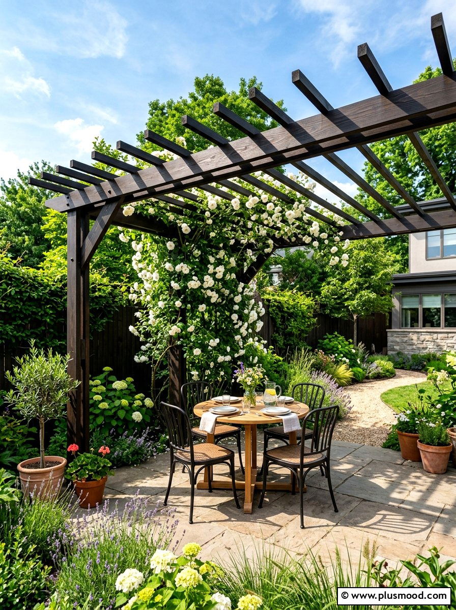 Modern Wood Pergola - 25 summer patio ideas for small backyards